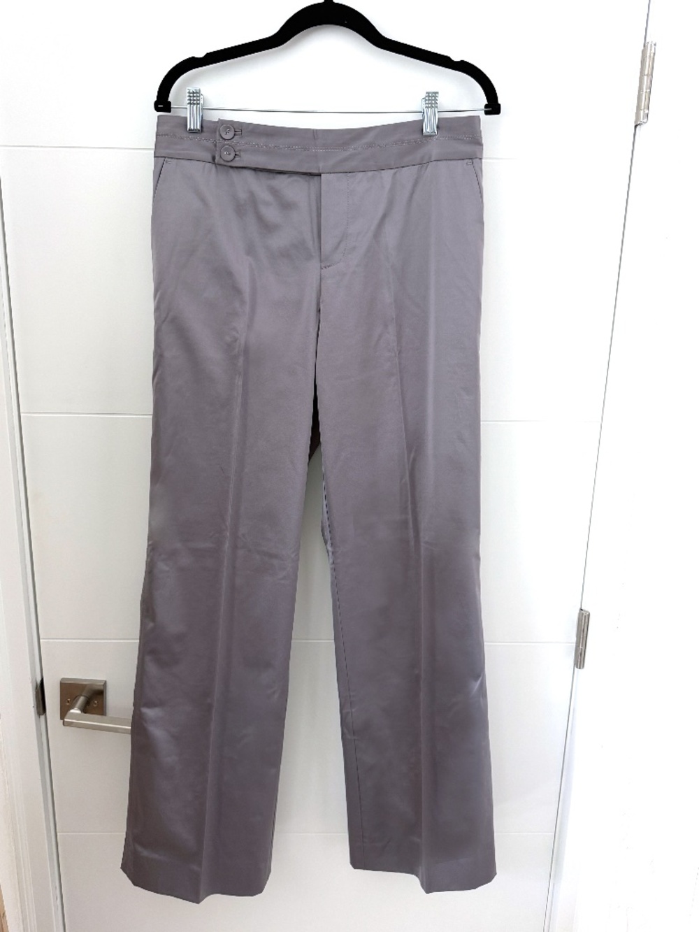 NWT Silver Calvin Klein High-Rise Double Button Wide-Leg Trousers